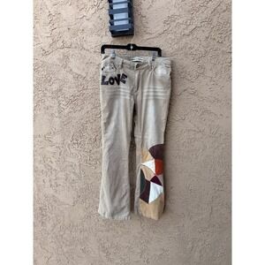 Y2K Joe Boxer Cream Patchwork Corduroy Flare Jeans Women's Size 11